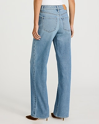 High Waisted Light Wash Relaxed Straight Jeans