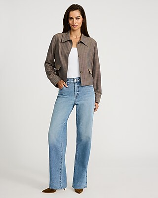 High Waisted Light Wash Relaxed Straight Jeans