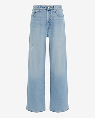 Low Slung Light Wash Ripped Baggy Jeans