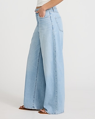 Low Slung Light Wash Ripped Baggy Jeans
