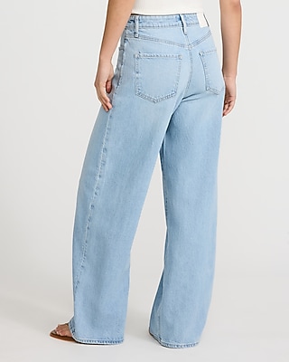 Low Slung Light Wash Ripped Baggy Jeans