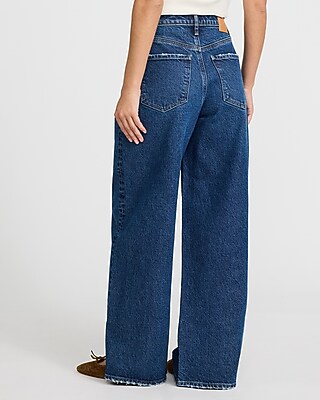Low Slung Dark Wash Baggy Jeans