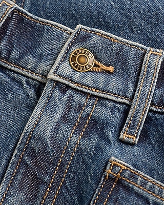 Mid Rise Medium Wash Utility Barrel Jeans