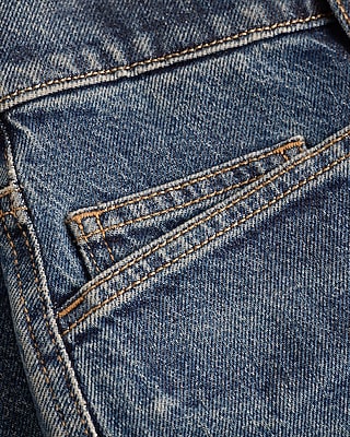 Mid Rise Medium Wash Utility Barrel Jeans
