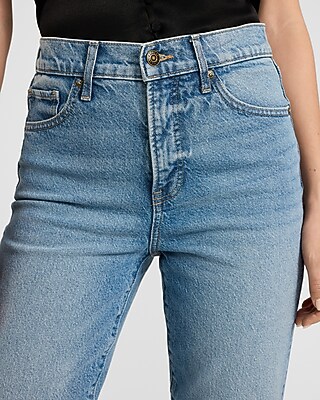 High Waisted Light Wash Straight Ankle Jeans