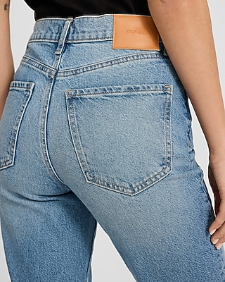 High Waisted Light Wash Straight Ankle Jeans