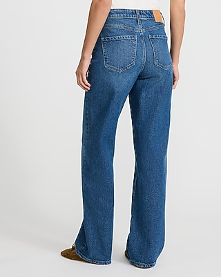 High Waisted Dark Wash Seamed Relaxed Straight Jeans