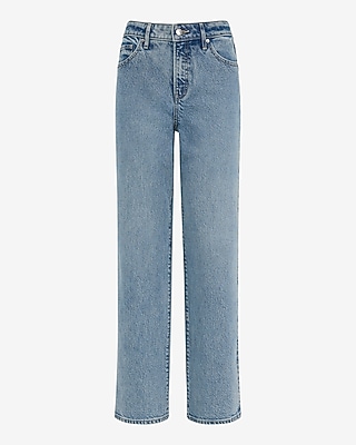 High Waisted Light Wash Relaxed Straight Jeans