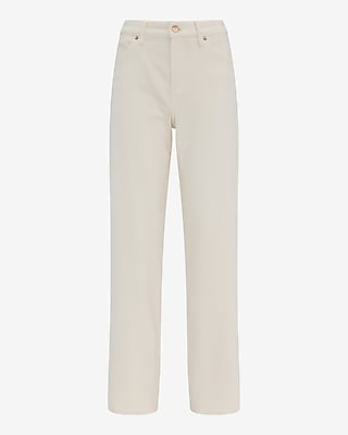 High Waisted Off White Relaxed Straight Jeans