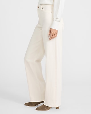 High Waisted Off White Relaxed Straight Jeans