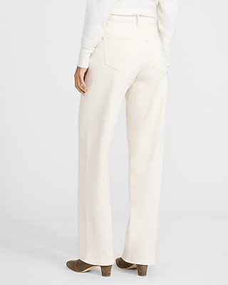 High Waisted Off White Relaxed Straight Jeans