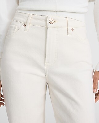 High Waisted Off White Relaxed Straight Jeans
