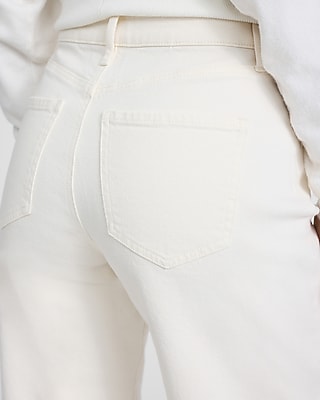 High Waisted Off White Relaxed Straight Jeans