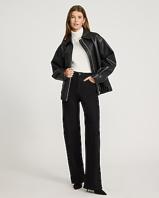 High Waisted Black Relaxed Straight Jeans - image 3