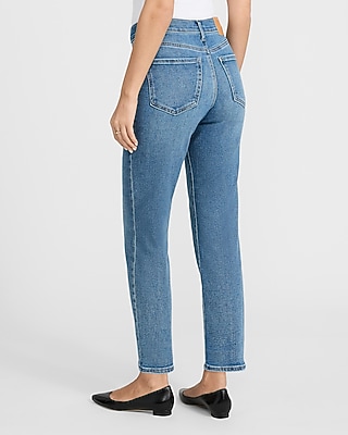 High Waisted Light Wash Straight Ankle Jeans