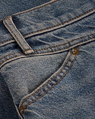 High Waisted Medium Wash Seamed Straight Ankle Jeans