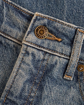 High Waisted Medium Wash Cuffed Straight Jeans