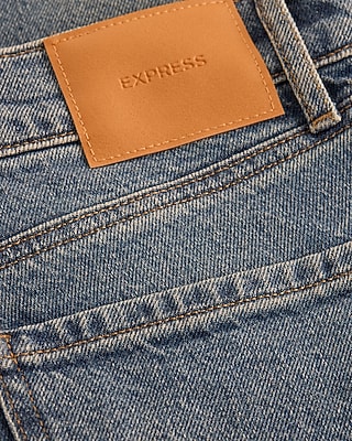 High Waisted Medium Wash Cuffed Straight Jeans