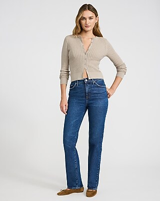 High Waisted Dark Wash Straight Jeans