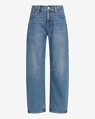 Mid Rise Light Wash Barrel Jeans