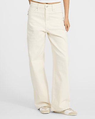 Low Slung Ivory Baggy Jeans