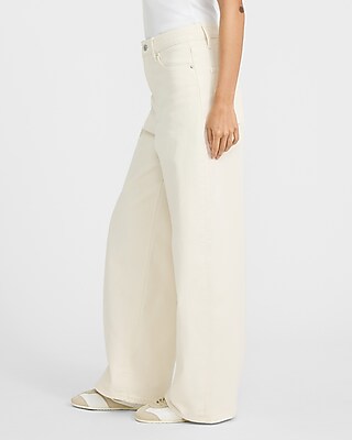 Low Slung Ivory Baggy Jeans