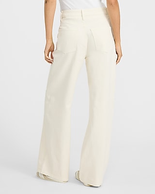 Low Slung Ivory Baggy Jeans