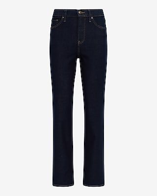 High Waisted Dark Wash Straight Ankle Jeans