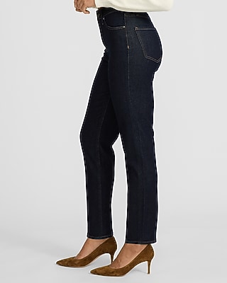 High Waisted Dark Wash Straight Ankle Jeans
