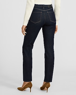 High Waisted Dark Wash Straight Ankle Jeans
