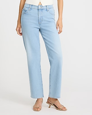 High Waisted Light Wash Straight Ankle Jeans
