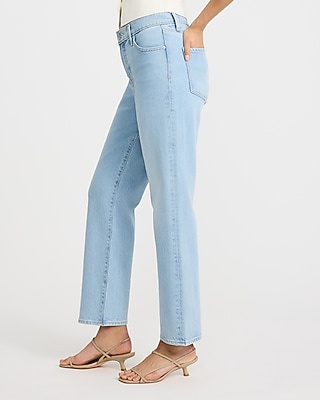 High Waisted Light Wash Straight Ankle Jeans
