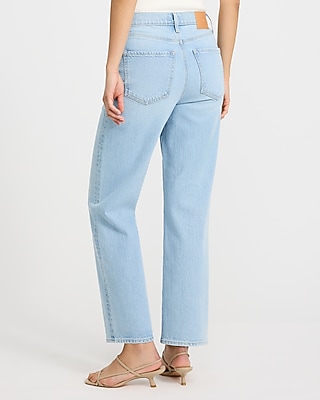 High Waisted Light Wash Straight Ankle Jeans