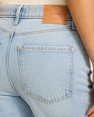 High Waisted Light Wash Straight Ankle Jeans
