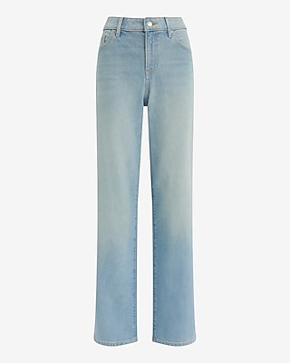 High Waisted Light Wash Relaxed Straight Jeans