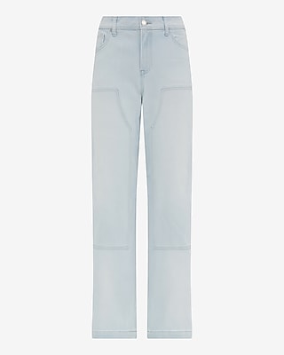 High Waisted Light Wash Relaxed Straight Carpenter Jeans