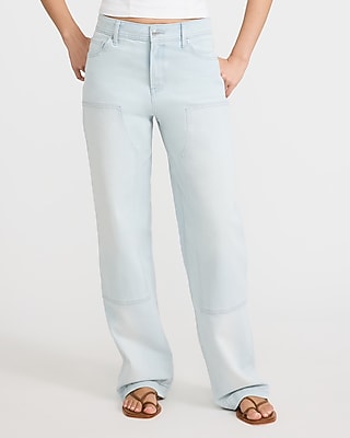 High Waisted Light Wash Relaxed Straight Carpenter Jeans