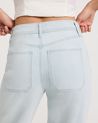 High Waisted Light Wash Relaxed Straight Carpenter Jeans