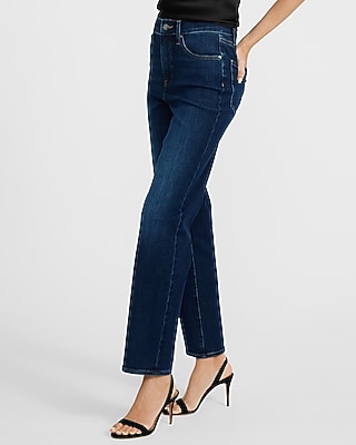 High Waisted Medium Wash Straight Ankle Jeans
