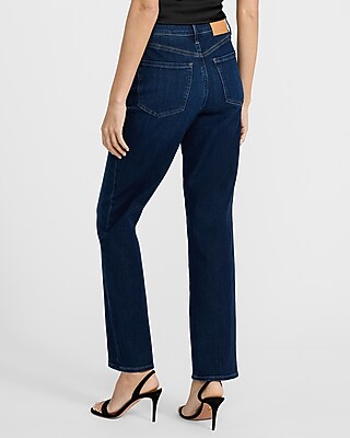 High Waisted Medium Wash Straight Ankle Jeans