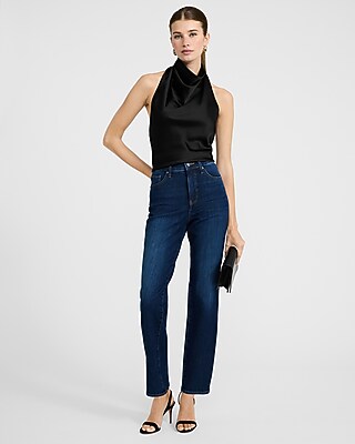 High Waisted Medium Wash Straight Ankle Jeans