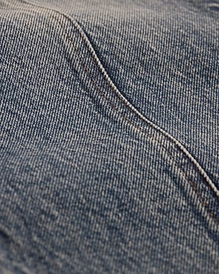 High Waisted Medium Wash Seam Detail Straight Ankle Jeans