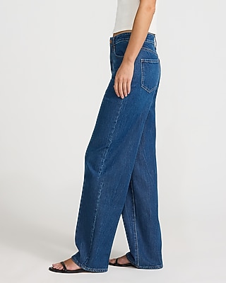High Waisted Dark Wash Relaxed Straight Jeans