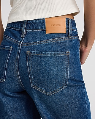 High Waisted Dark Wash Relaxed Straight Jeans