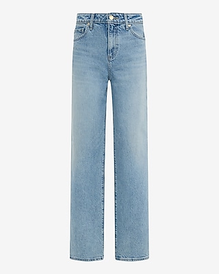 High Waisted Light Wash Relaxed Straight Jeans