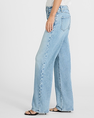 High Waisted Light Wash Relaxed Straight Jeans