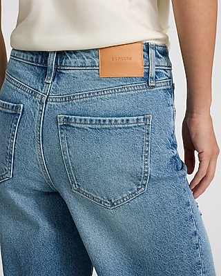 High Waisted Light Wash Ripped Relaxed Straight Jeans