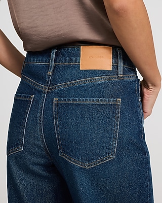 High Waisted Dark Wash Relaxed Straight Jeans