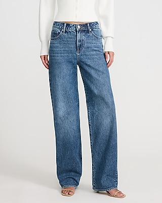 High Waisted Medium Wash Relaxed Straight Jeans