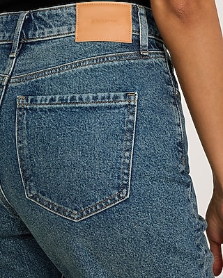 High Waisted Medium Wash Relaxed Straight Jeans